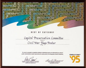 Best of Category Award presented by NeoGraphics for poster of PA Civil War Flags, 1995