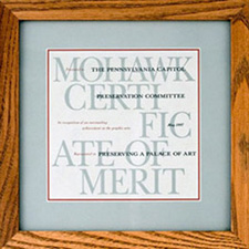 Certificate of Merit for "Preserving A Palace of Art," presented by Mohawk, May 1997