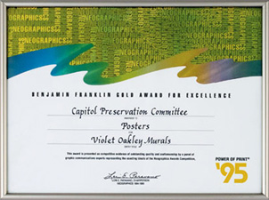 Benjamin Franklin Gold Award for Excellence presented by NeoGraphics for poster of Violet Oakley Murals, 1995