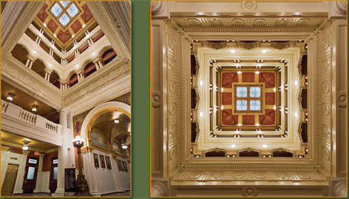 LIGHT COURT: VIEW FROM FIRST FLOOR AND OF SKYLIGHTS