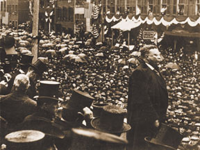 PRESIDENT ROOSEVELT  ADDRESSING THE CROWD